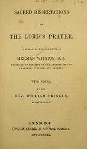 Cover of: Sacred dissertations on the Lord's Prayer