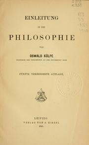 Cover of: Einleitung in die Philosophie