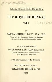Cover of: Pet birds of Bengal ... by Satya Churn Law