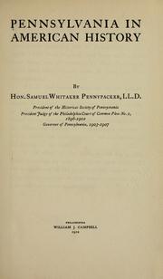 Cover of: Pennsylvania in American history