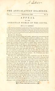 Cover of: Appeal to the Christian women of the South by Angelina Emily Grimké