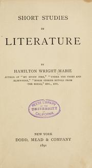 Short studies in literature by Hamilton Wright Mabie