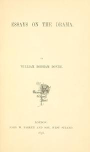 Cover of: Essays on the drama.