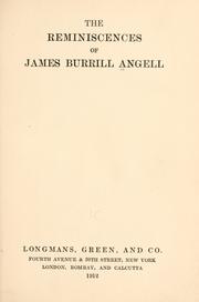 Cover of: The reminiscences of James Burrill Angell.