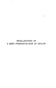 Cover of: Recollections of a Boer prisoner-of-war at Ceylon