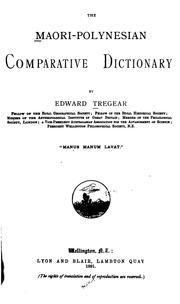 Cover of: The Maori-Polynesian comparative dictionary by Tregear, Edward.