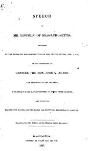 Cover of: Speech of Mr. Lincoln, of Massachusetts