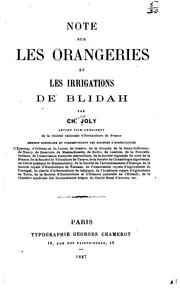 Cover of: Note sur les orangeries et les irrigations de Blidah