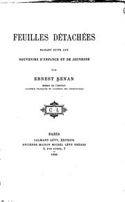 Cover of: Feuilles détachées by Ernest Renan