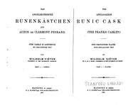 Cover of: Das angelsächsische runenkästchen aus Auzon bei Clermont-Ferrand : The Anglo-Saxon Runic casket. (The Franks casket.) Five phototyped plates with explanatory text