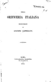 Cover of: Della orificeria italiana: discorso di Augusto Castellani.