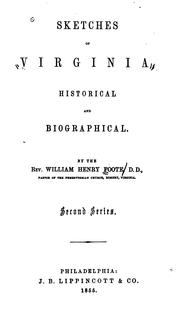 Cover of: Sketches of Virginia by William Henry Foote
