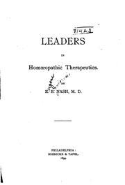 Cover of: Leaders in homoeopathic therapeutics.