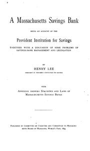 Cover of: A Massachusetts savings bank by Lee, Henry
