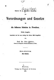 Cover of: Verordnungen und Gesetze für die höheren Schulen in Preussen