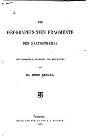 Cover of: Die geographischen Fragmente des Eratosthenes