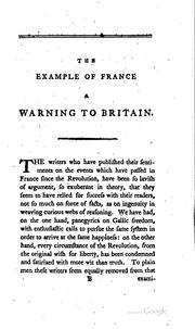 Cover of: The example of France, a warning to Britain