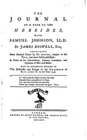 Cover of: The journal of a tour to the Hebrides, with Samuel Johnson, LL. D.