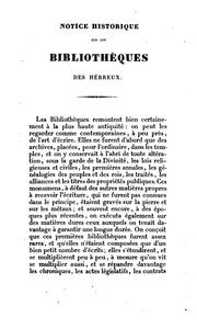 Cover of: Notice historique sur les bibliothèques des Hébreux