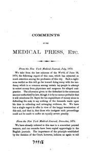 Comments of the medical press on the alleged malpractice suit of Walsh vs. Sayre by John F. Walsh
