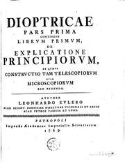 Cover of: Dioptricae pars prima[-tertia]