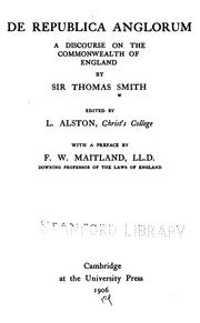 Cover of: Thomae Smithi Angli De republica Anglorum libri tres
