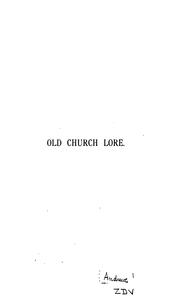 Cover of: Old church lore.