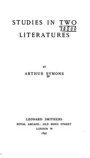 Cover of: Studies in two literatures