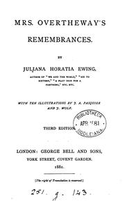 Cover of: Mrs. Overtheway's remembrances
