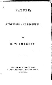 Cover of: Nature; addresses, and lectures. by Ralph Waldo Emerson