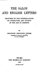 Cover of: The salon and English letters: chapters on the interrelations of literature and society in the age of Johnson.