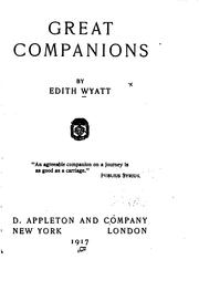Cover of: Great companions. by Edith Franklin Wyatt