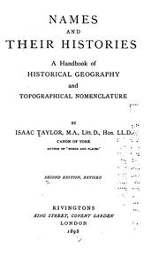 Cover of: Names and their histories: a handbook of historical geography and topographical nomenclature.