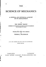 Cover of: The science of mechanics: a critical and historical account of its development.