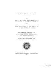 Cover of: The theory of equations