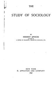 Cover of: The study of sociology. by Herbert Spencer