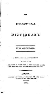 Cover of: Philosophical dictionary. by Voltaire