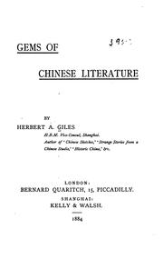 Cover of: Gems of Chinese literature. by Herbert Allen Giles