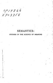 Cover of: Semantics: studies in the science of meaning by Michel Bréal