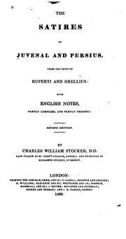 Cover of: The satires of Juvenal and Persius: from the texts of Ruperti and Orellius: with English notes, partly comp., and partly original.