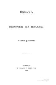 Cover of: Essays: philosophical and theological.