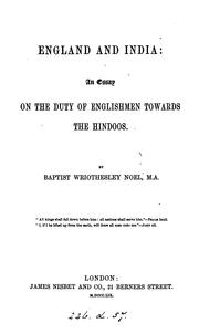 Cover of: England and India: an essay on the duty of Englishmen towards the Hindoos.
