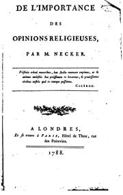 De l'importance des opinions religieuses by Jacques Necker