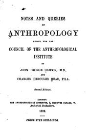 Cover of: Notes and queries on anthropology. by Royal Anthropological Institute of Great Britain and Ireland.