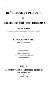 Cover of: Rhétorique et prosodie des langues de l'Orient musulman. by Joseph Héliodore Sagesse Vertu Garcin de Tassy