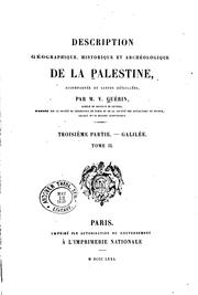 Cover of: Description géographique, historique et archéologique de la Palestine. by Victor Guérin