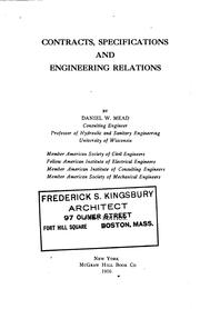 Cover of: Contracts, specifications, and engineering relations. by Daniel W. Mead