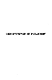 Cover of: Reconstruction in philosophy.
