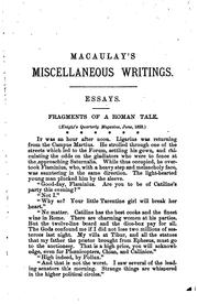 Cover of: Critical, historical, and miscellaneous essays and poems. by Thomas Babington Macaulay