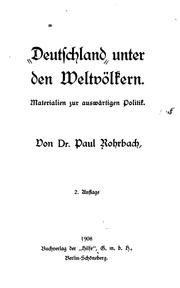 Cover of: Deutscheland unter den weltvölkern.: Materialen zur auswärtigen politik.